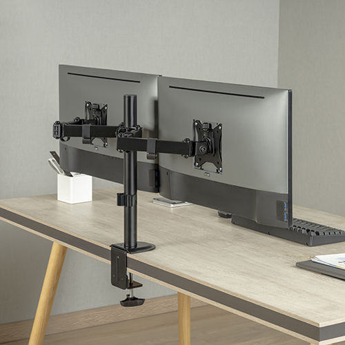 LDT66-C024 Brateck Dual-Monitor Steel Articulating Monitor Mount Fit Most 17'-32' Monitor Up to 20KG VESA 75x75,100x100(Black)(NEW) LDT66-C024