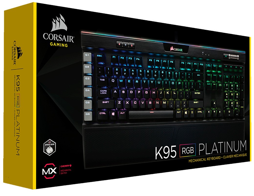 Corsair K95 Rgb Platinum Cherry Mx Speed Black Trim 18 G Keys And Rgb Color Mechanical Gaming Keyboard