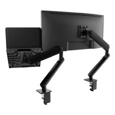 ATDEC ORA Duo High-Performance Dynamic Monitor Arms with Laptop Tray. F-Clamp Desk Fixing. Max Load 8kg. Up to 35" screens. Up to 18" Laptops. Black