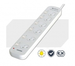 Sansai 6 Way Powerboard 6 Outlet 10A 240V Individually Switched 3 extra spaced sockets 1M Length PAD-056SW