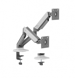 Brateck LDT88-C024 DUAL SCREEN RUGGED MECHANICAL SPRING MONITOR ARM For most 17"~32" Monitors, Space Grey & White (New) LDT88-C024