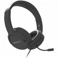 Verbatim Wired On-ear, Over-the-head Stereo Headset - Black - Binaural - Supra-aural - 32 Ohm - 20 Hz to 20 kHz - 1.2 cm Cable - Noise Cancelling Microphone - Mini-phone (3.5mm) 66706