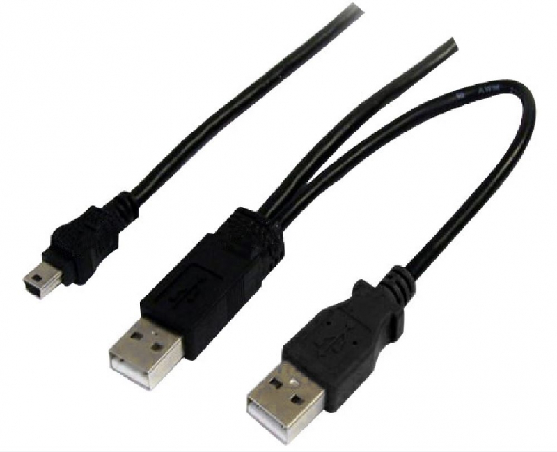 Astrotek Usb 2.0 Y Splitter Cable - Type A Male To Mini B 5 Pins 1m ...