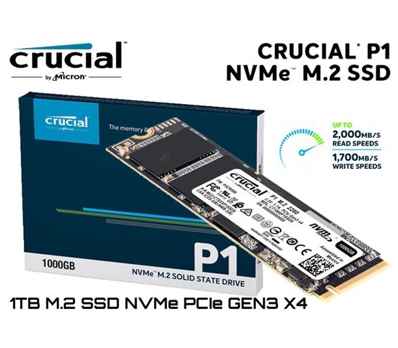 Disque SSD Crucial P1 1 To M.2 MVMe;CT1000P1SSD8