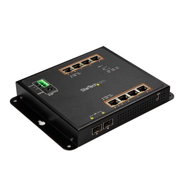 Industrial 8-Port Gigabit Ethernet PoE+ Switch with 2 SFP Ports